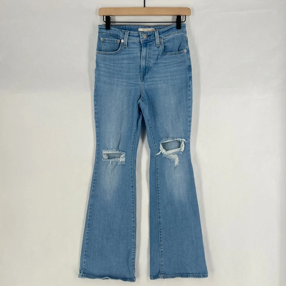 Levi's 726 Bootcut Jeans Womens 28 Blue Denim High Rise Light Wash Flared Leg - Picture 1 of 13